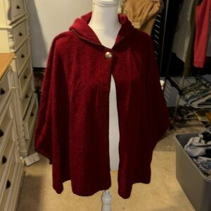 Red Hooded Poncho